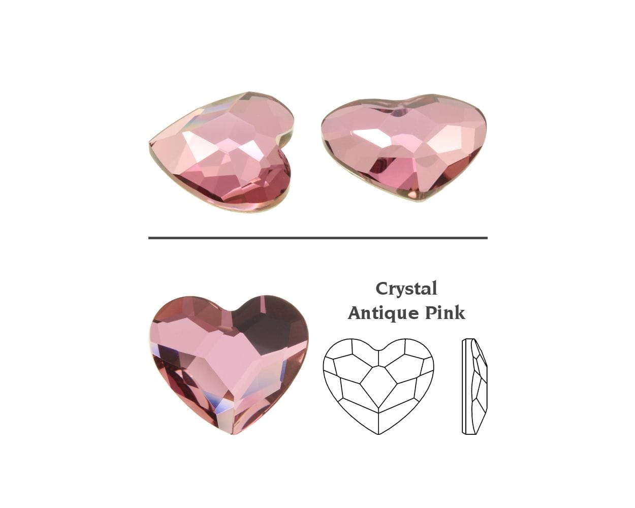 Strass dentaire Swarovski Coeur Antique Pink (10 pièces) — vue rapprochée — tooth gem