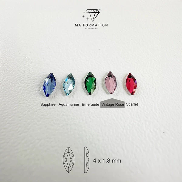 Strass dentaire Swarovski Marquise Vintage Rose (10 pièces) — vue détail — tooth gem