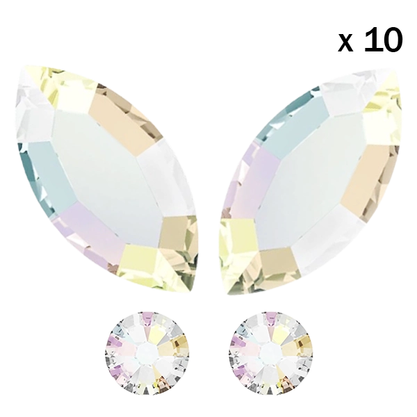 Strass dentaire papillon Aurore Boréal Swarovski (pack10 poses)