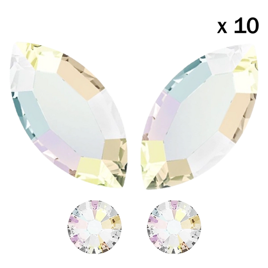 Strass dentaire papillon Aurore Boréal Swarovski (pack10 poses)